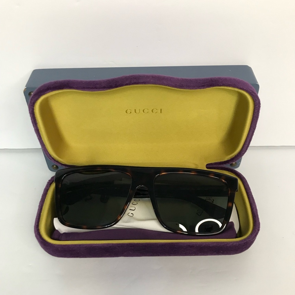 New Authentic GUCCI GG0748S 003 Tortoise Green Sunglasses - Picture 15 of 16